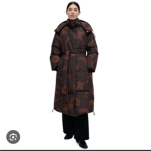 ISO / Marimekko Brown Floral suoja unikko down coat